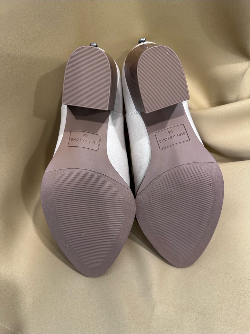 Sun + Stone Crean Pointed Toe Low Block Booties